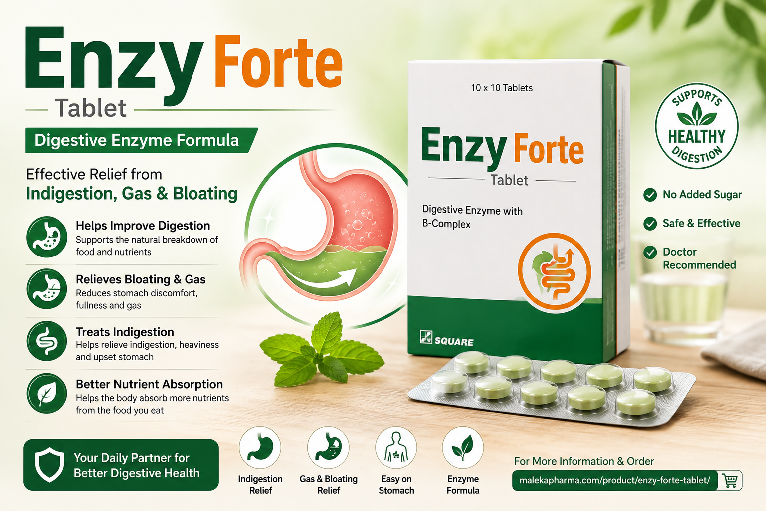 Enzy Forte Tablet: হজমের সমস্যা, গ্যাস ও পেট ফাঁপা কমাতে কার্যকর সহায়ক